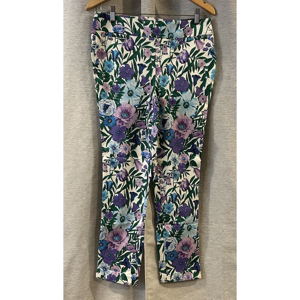 Talbots Chatham‎ Ankle Pants Size 6 Glorious Garden Purple Green Floral Stretch